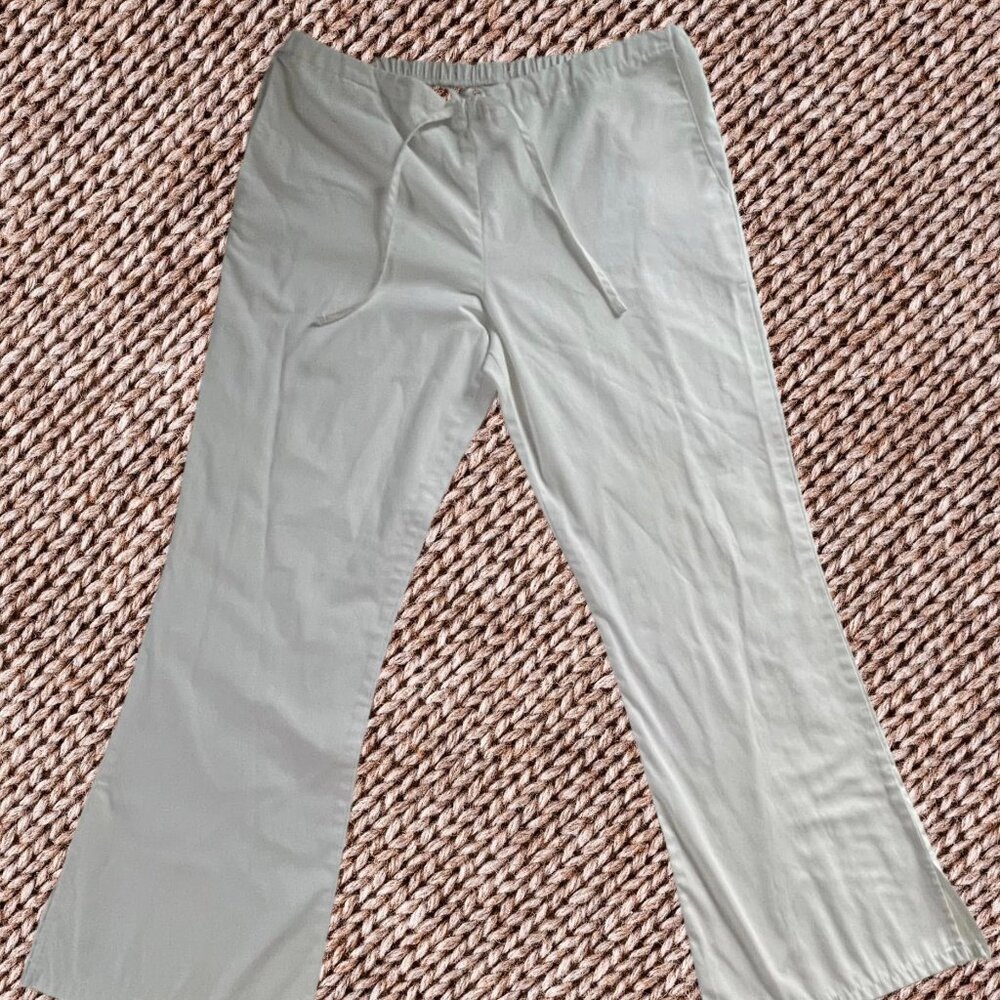 Women's Size Medium Cherokee Solid White Scrub Uniform Pants